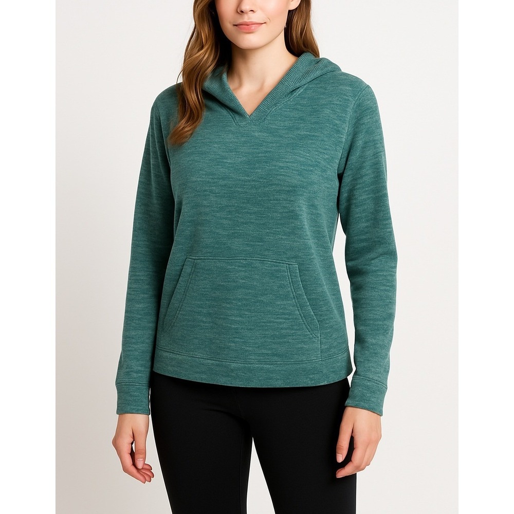 Bass Green Marled Fleece Hoodie Pullover Y2K‎ Top Size Medium